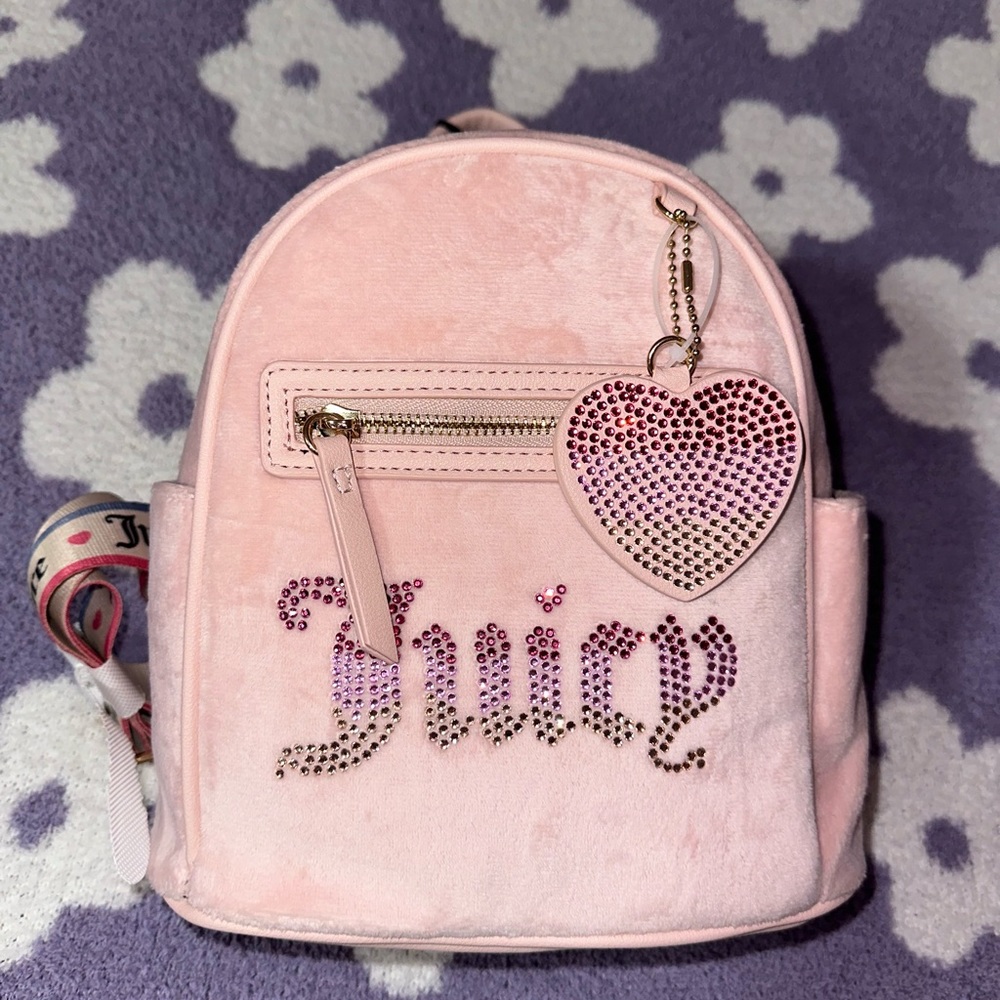 💗 Juicy Couture Velour Baby Pink Bling Backpack 💗
